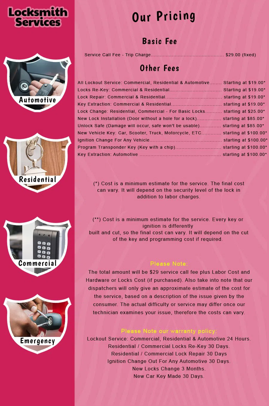 Leonardo NJ Locksmith Store Leonardo, NJ 732-641-0169 - price-list-c-18